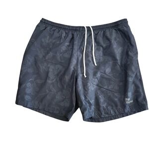 🔥 RARE VTG Pat Magee's Surf Shop Board Shorts | Made in USA | Black Hibiscus L